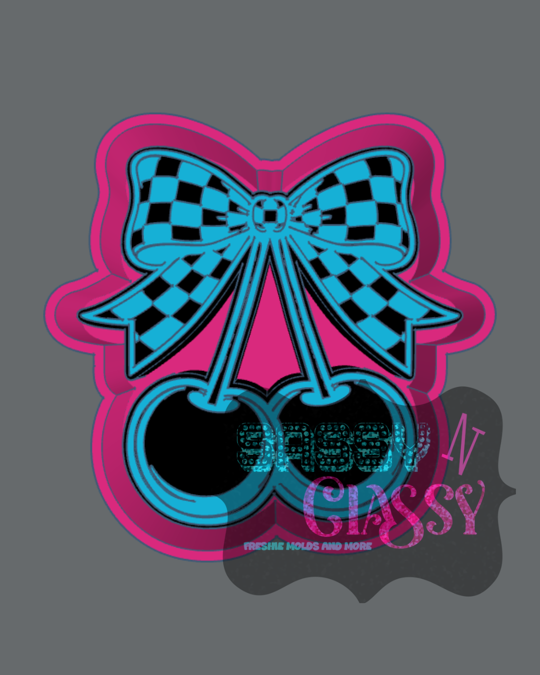 Cherries with Checkered Bow Freshie Mold