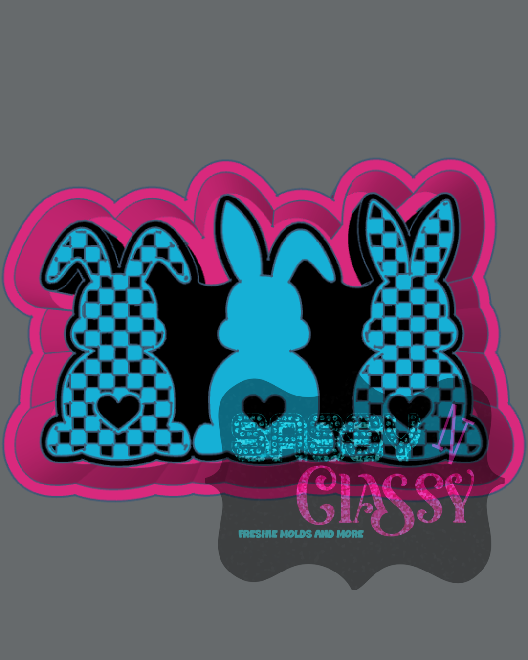 Checkered Bunny Trio Freshie Mold