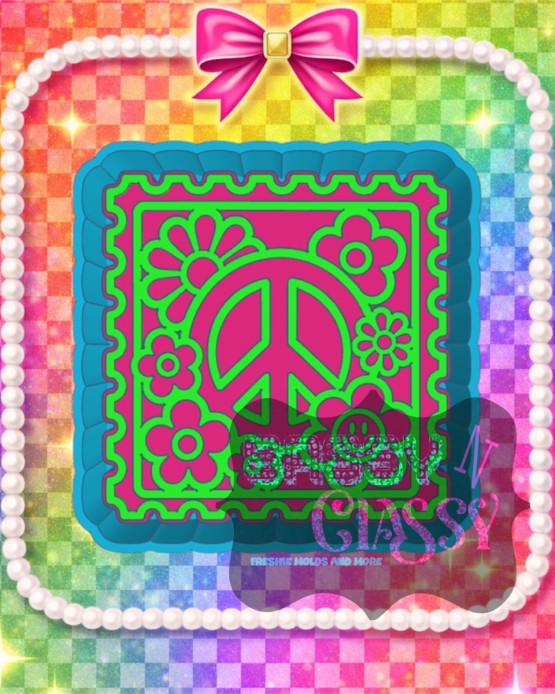 Retro Peace Stamp Freshie Mold
