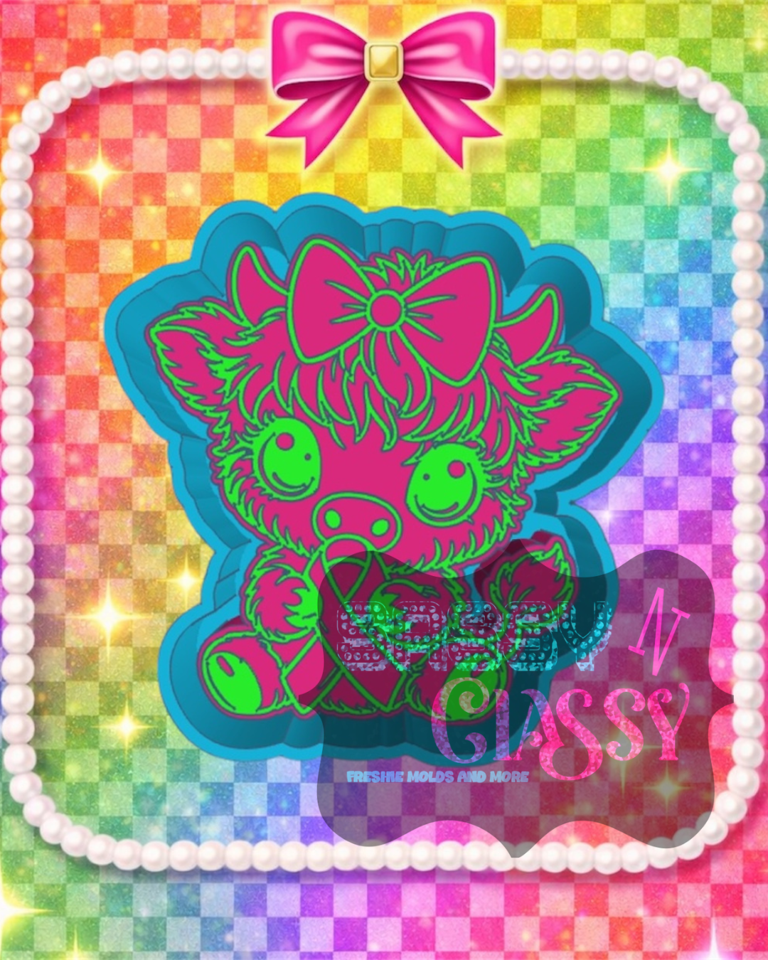 Awareness Ribbon Cow Freshie Mold