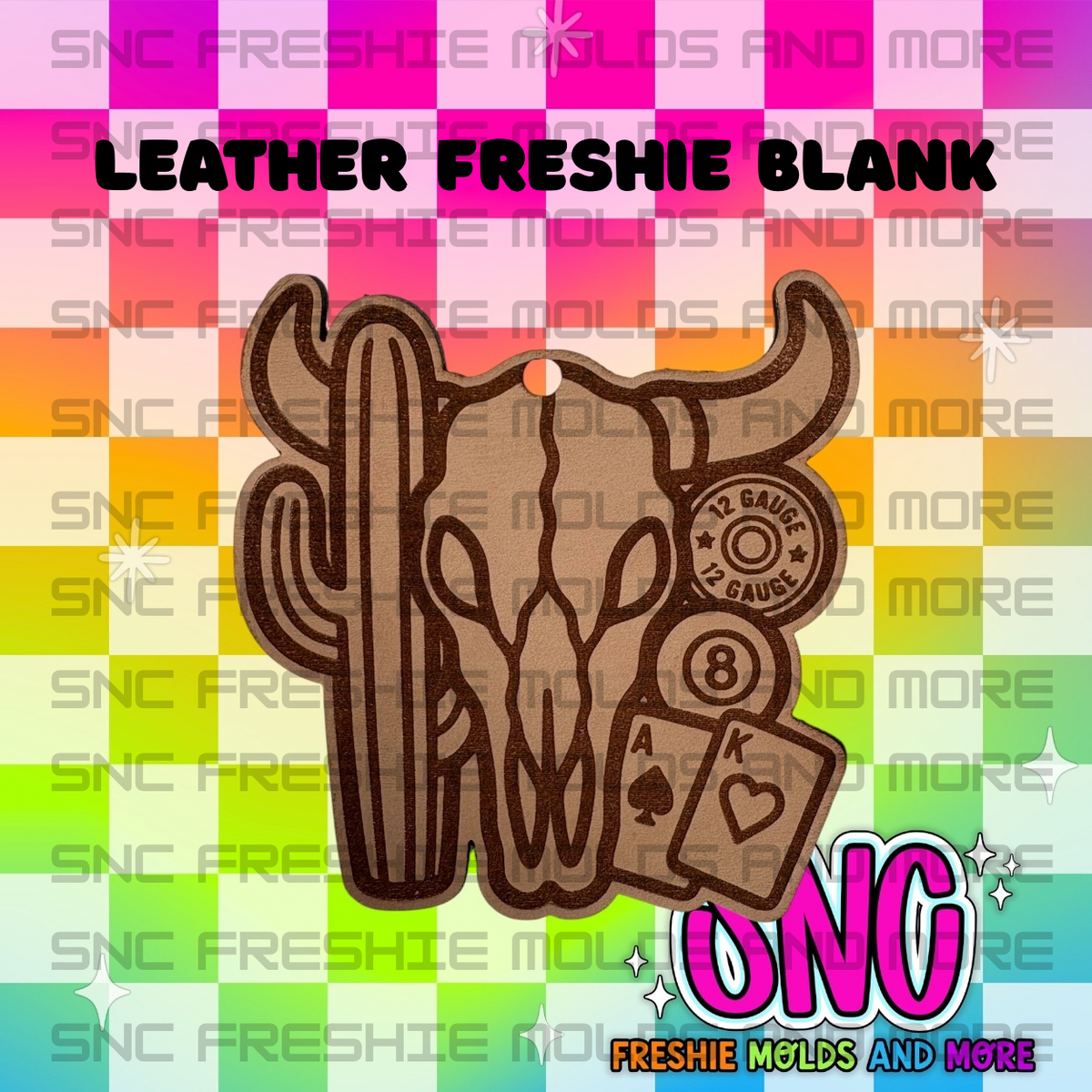 Western Bull Skull Leather Freshie