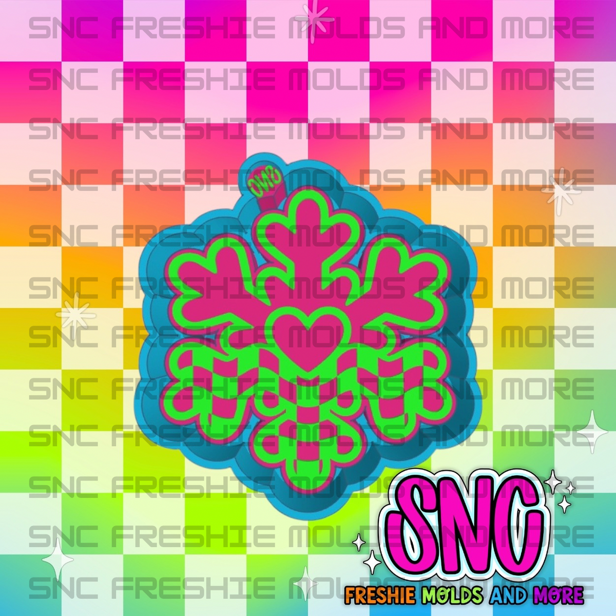 Checkered Heart Snowflake Freshie Mold