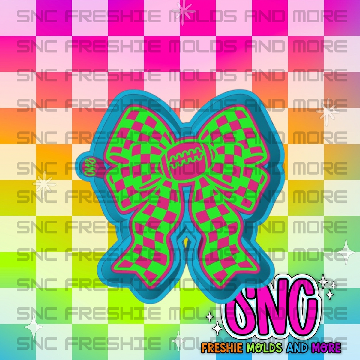 Checkered Football Bow Freshie Mold
