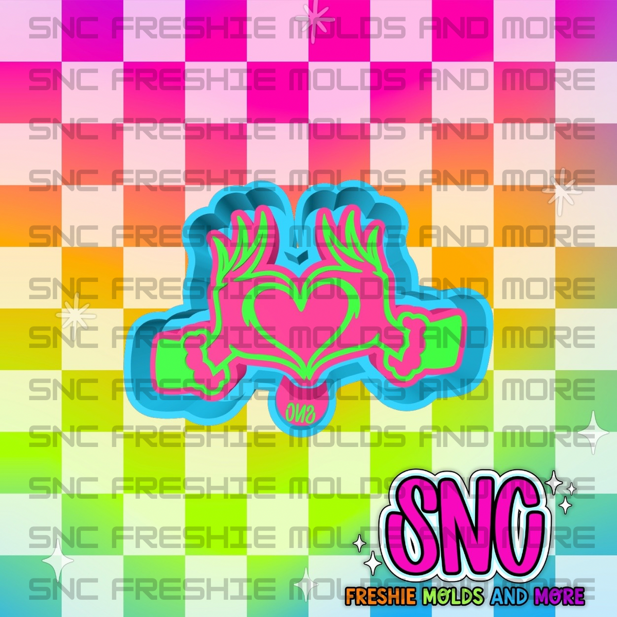 Mean One Hand Hearts Freshie Mold