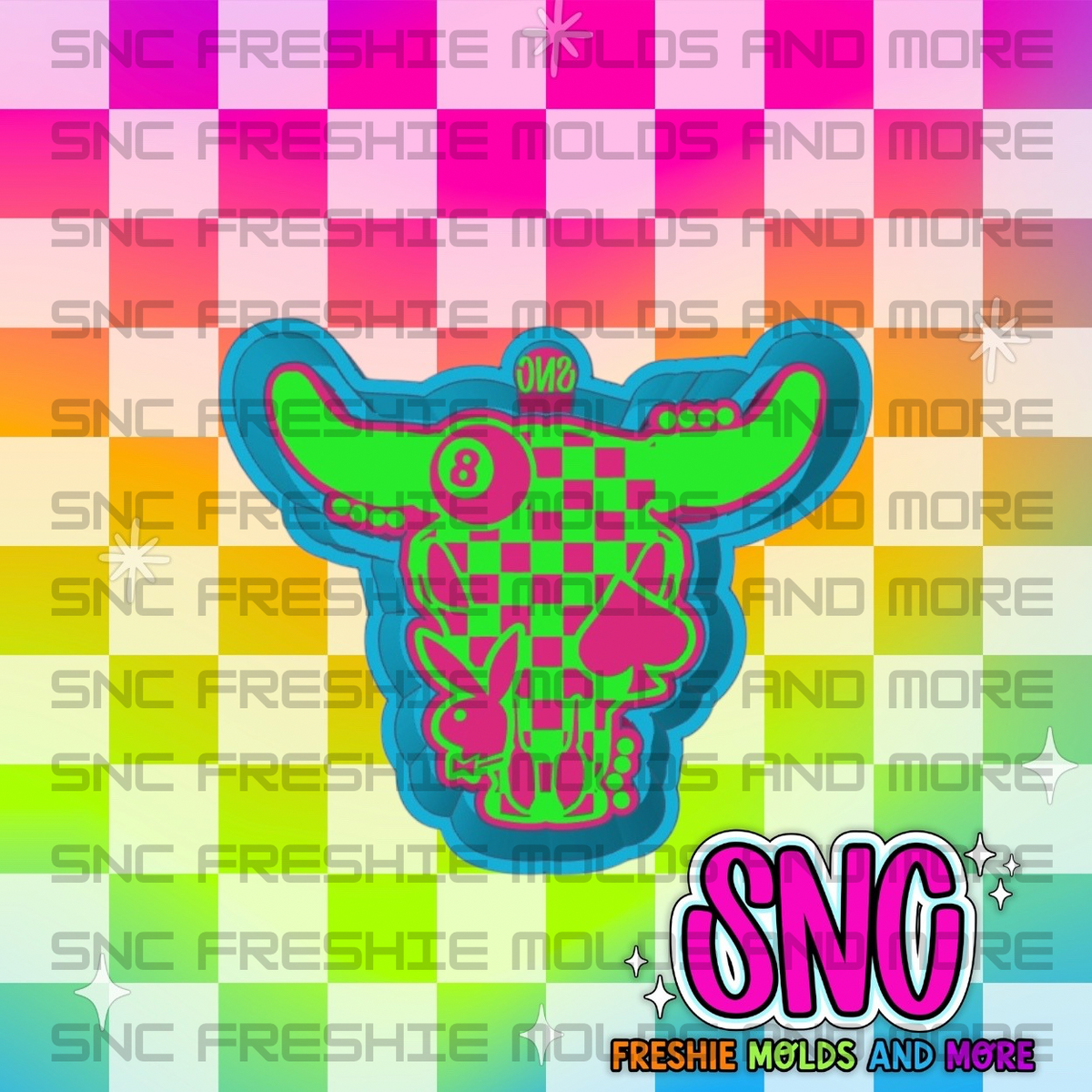 Checkered Bull with Bunny Freshie Mold