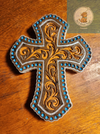 Tooled and Jeweled Cross Freshie Mold