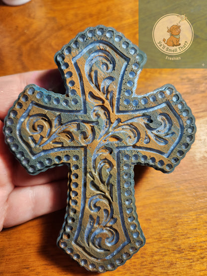 Tooled and Jeweled Cross Freshie Mold