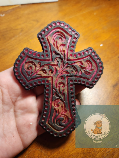 Tooled and Jeweled Cross Freshie Mold