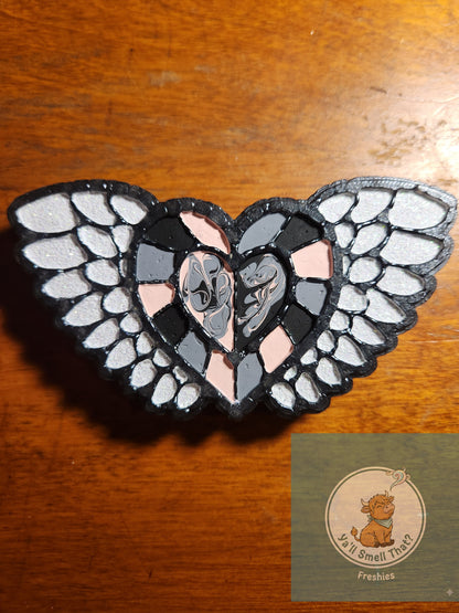 Stained Glass Heart and Wings Freshie Mold