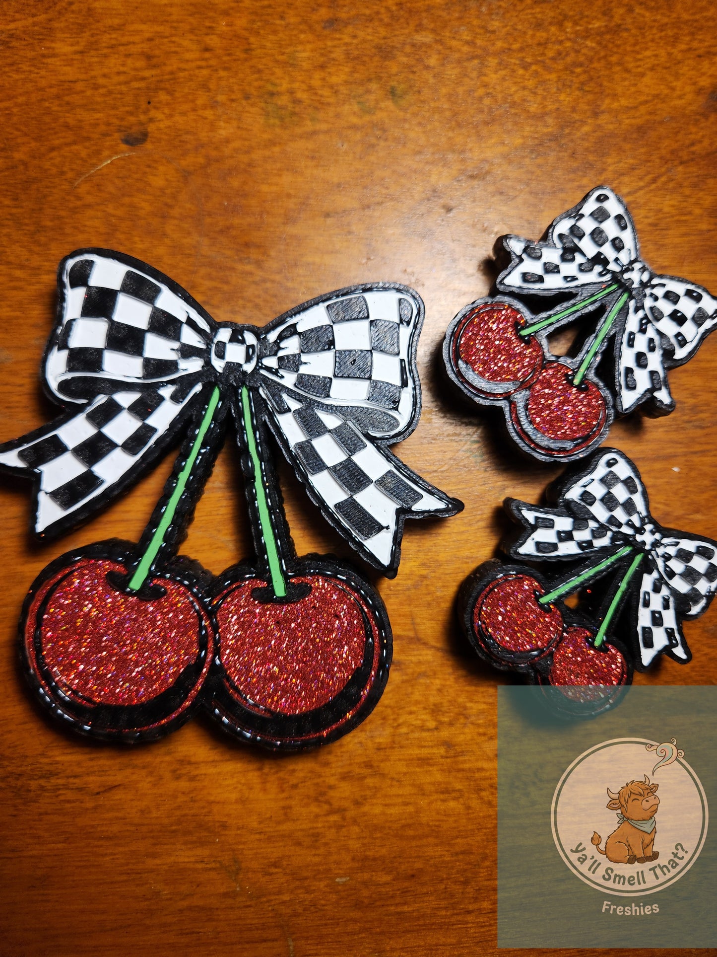 Cherries with Checkered Bow Freshie Mold