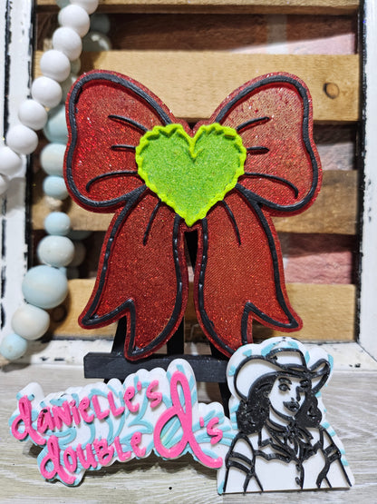 Bow with Fluffy Heart Freshie Mold