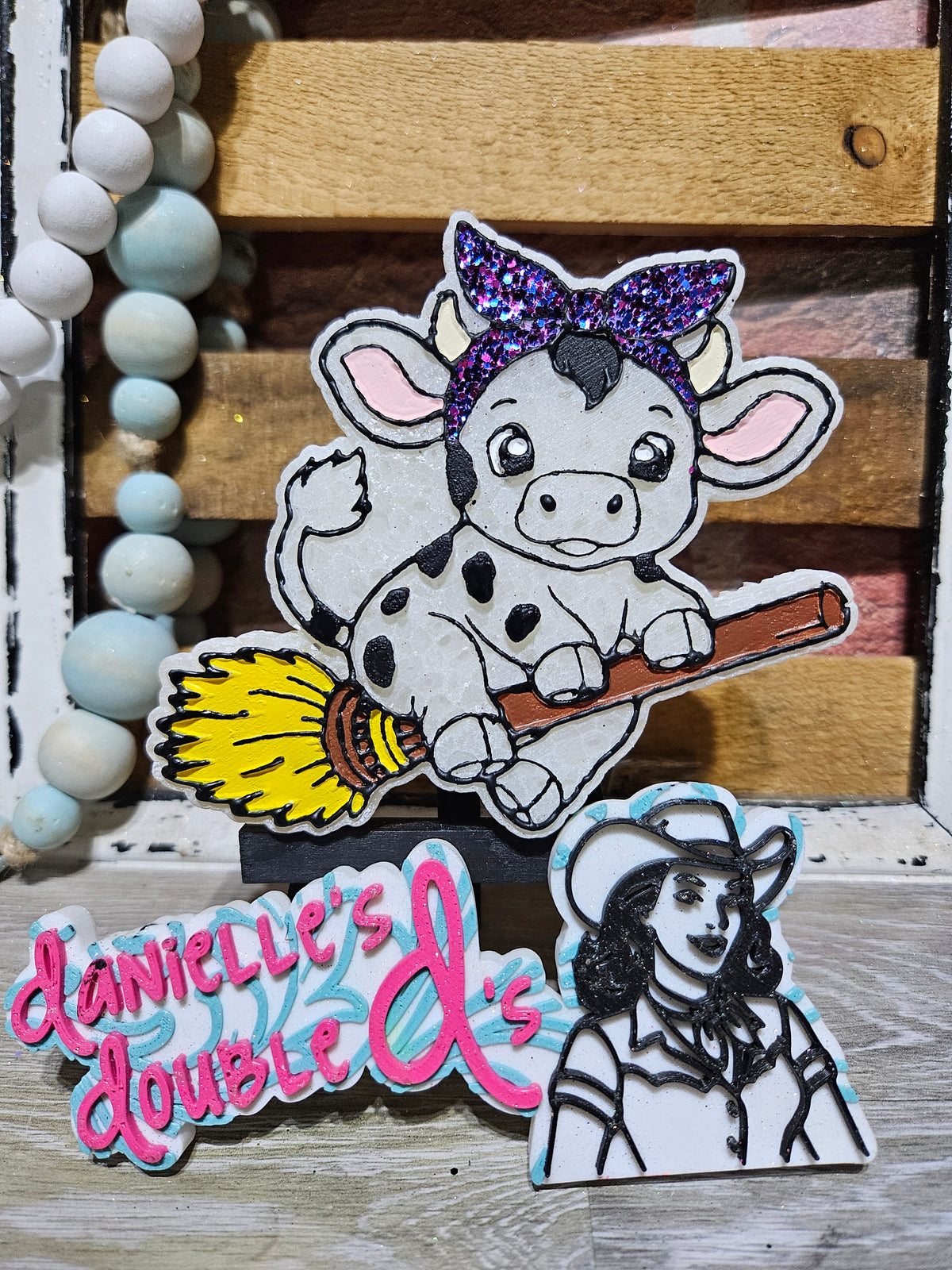 Cow on Broomstick Freshie Mold