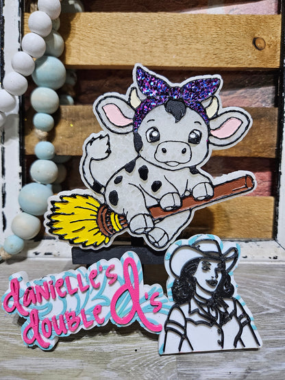 Cow on Broomstick Freshie Mold