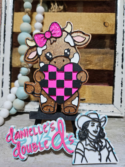 Cow with Checkered Heart Freshie Mold