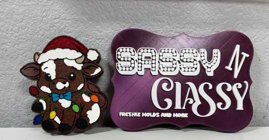 Cow Santa in Lights Freshie Mold