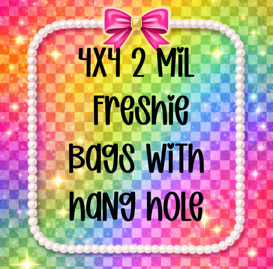 100 4x4 2 Mil Freshie Bags with Hang Hole