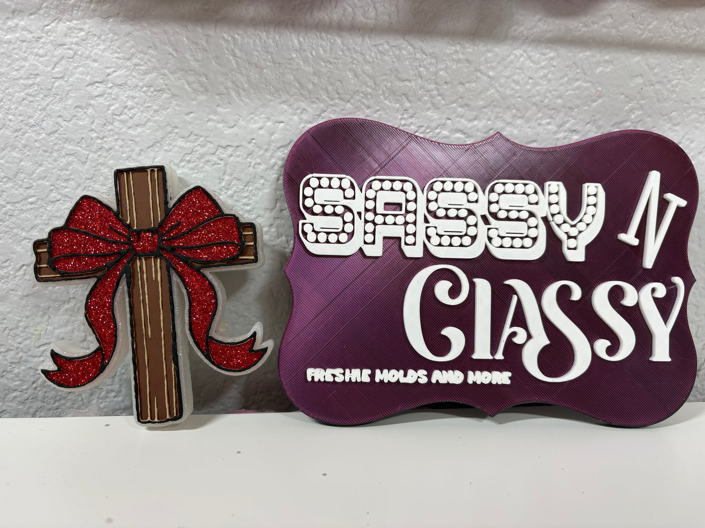 Cross with Bow Freshie Mold