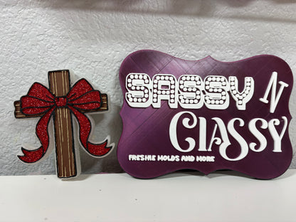 Cross with Bow Freshie Mold