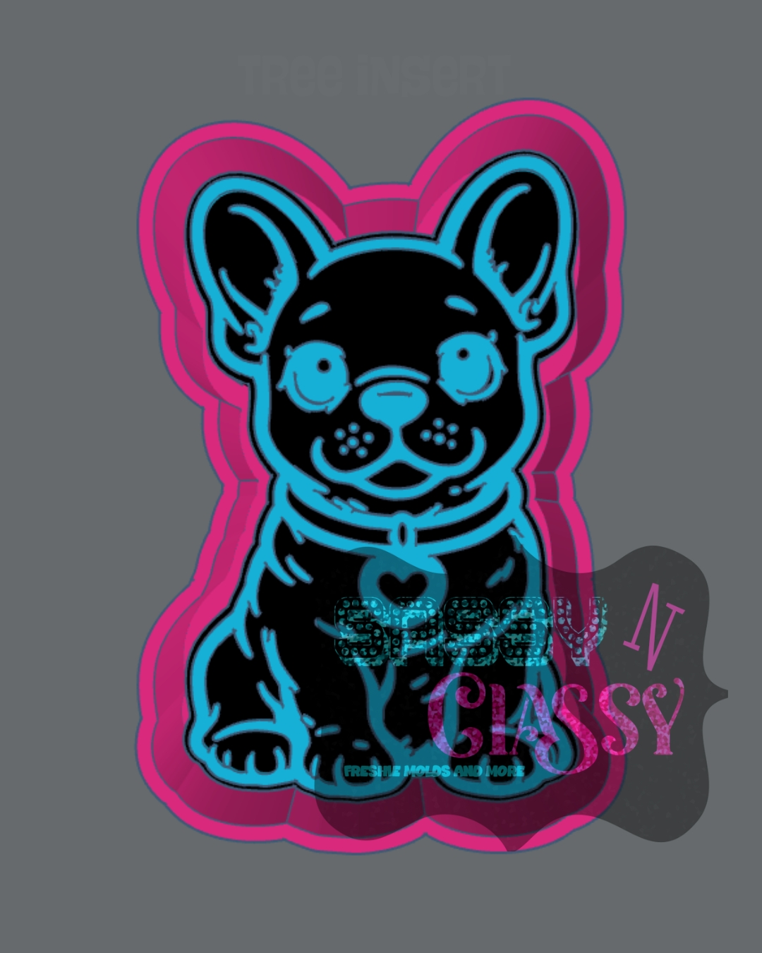 Frenchie with Heart Collar Freshie Mold