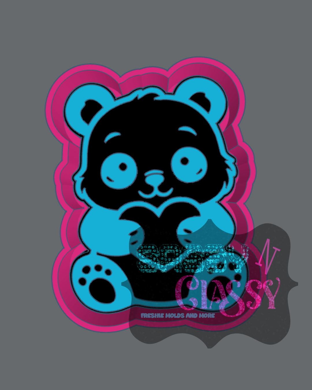 Panda holding Heart Freshie Mold
