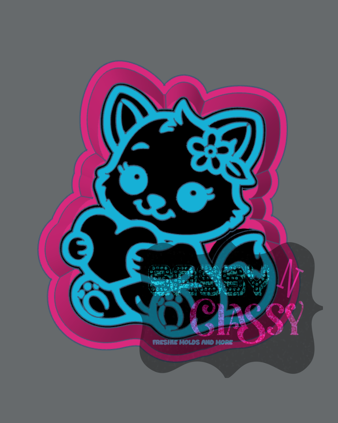 Fox with Flower holding Heart Freshie Mold