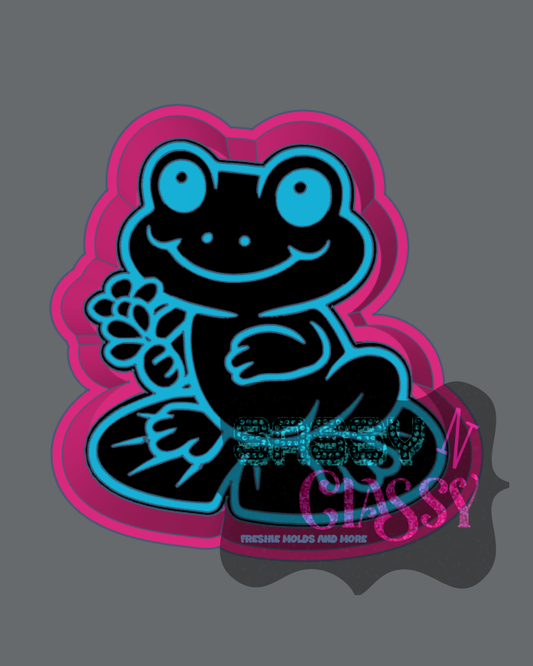 Frog with Flower Freshie Mold