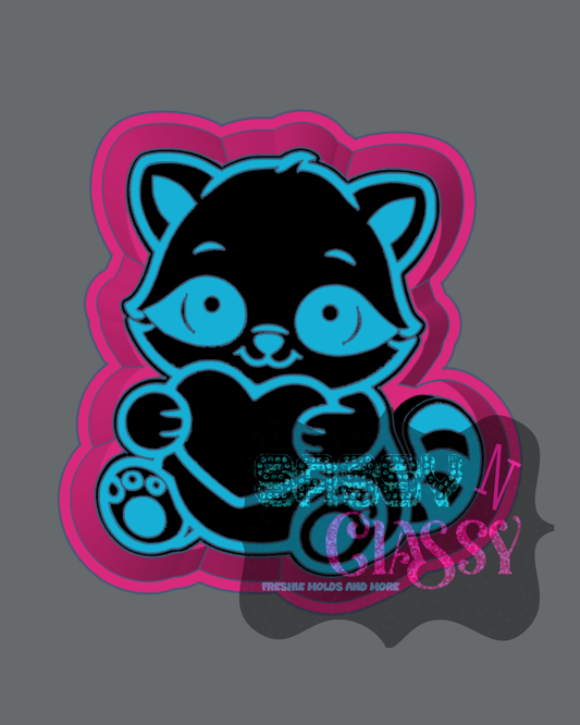 Raccoon holding Heart Freshie Mold