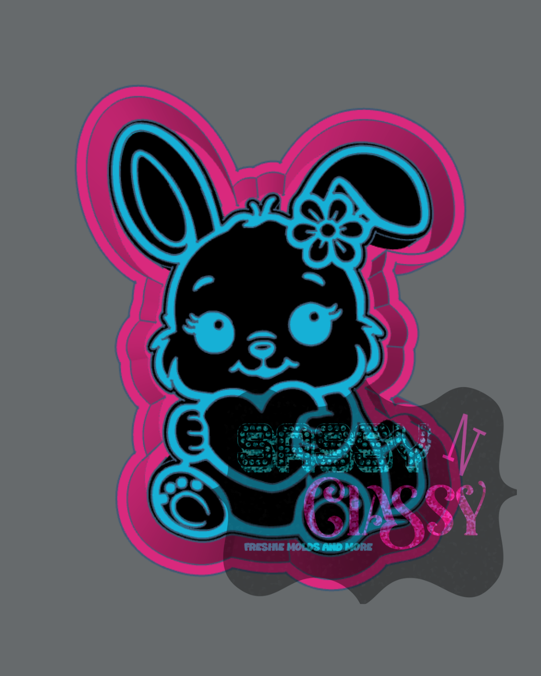 Bunny Holding Heart Freshie Mold