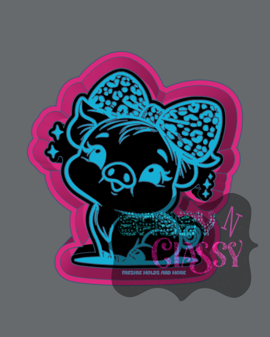 Pig with Leopard Bow Freshie Mold