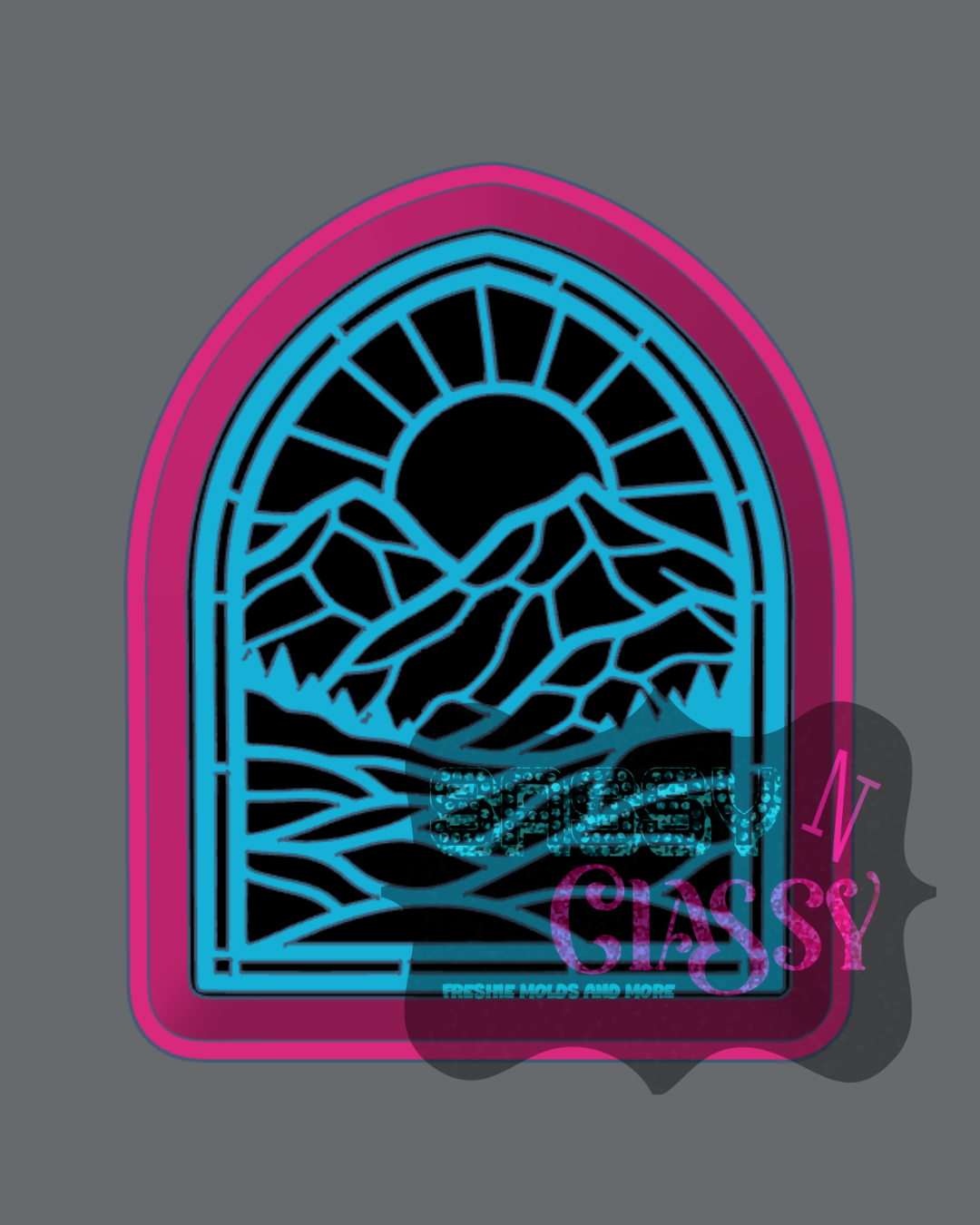 Stained Glass Mountain Sunrise Window Freshie Mold