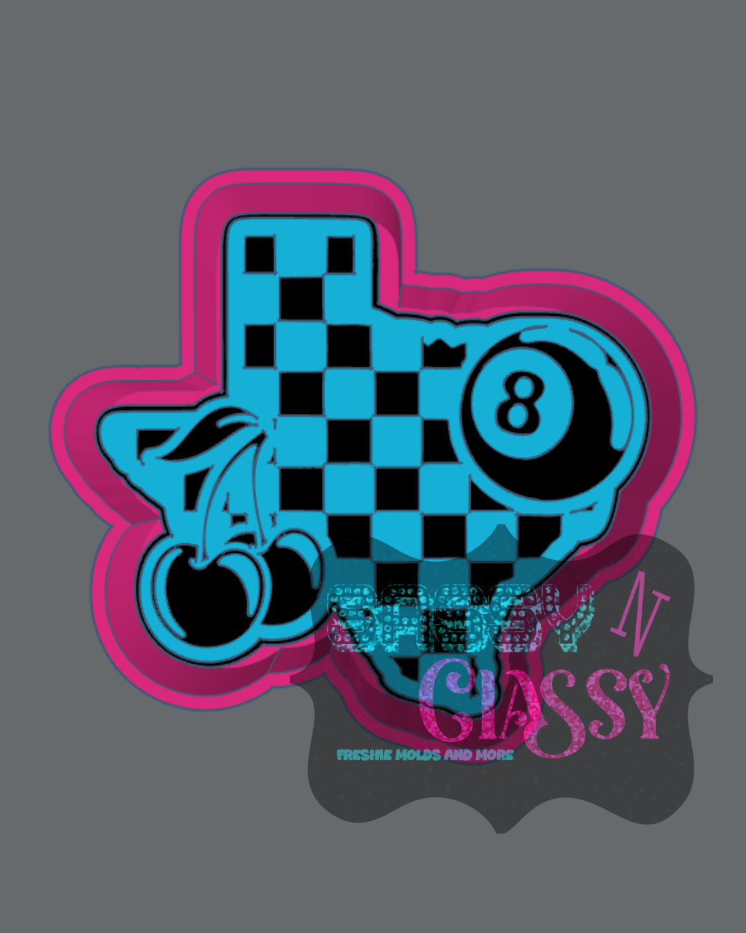 Texas with Cherries and 8 Ball Freshie Mold