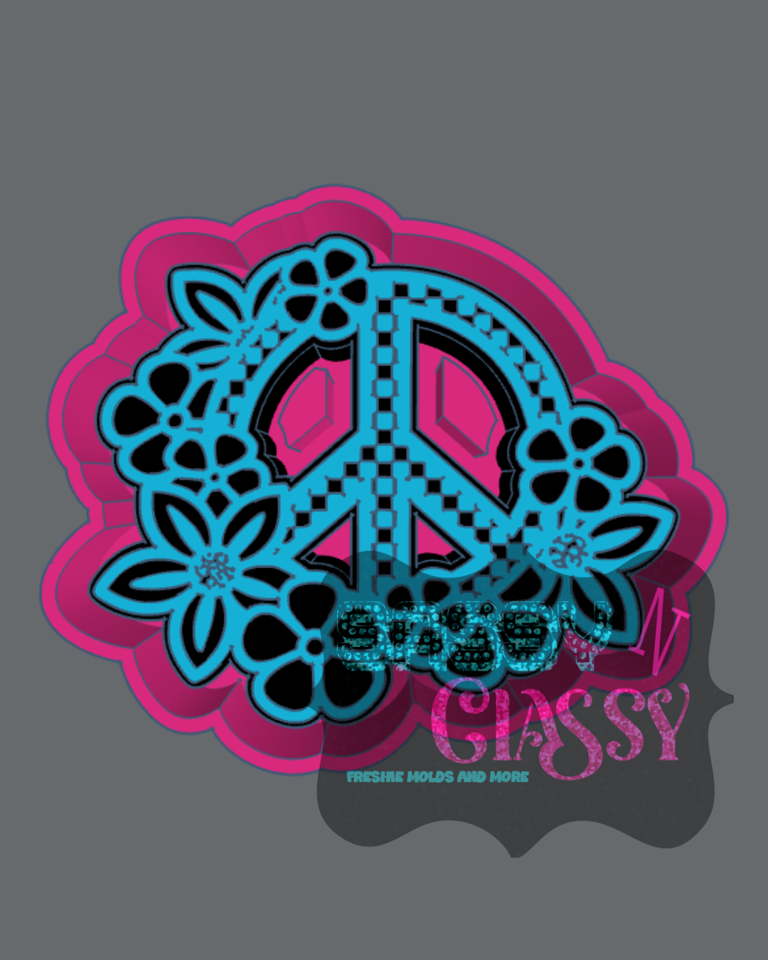 Checkered Floral Peace Freshie Mold