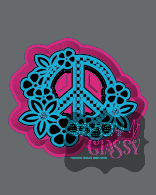 Checkered Floral Peace Freshie Mold