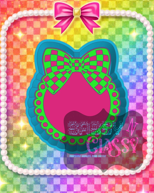Checkered Bow Frame Freshie Mold