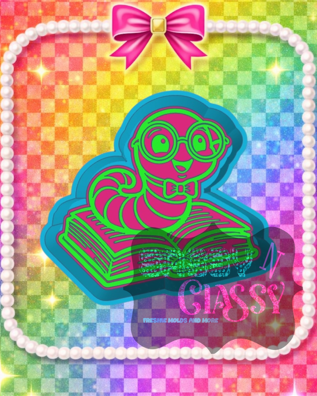 Cute Bookworm Freshie Mold