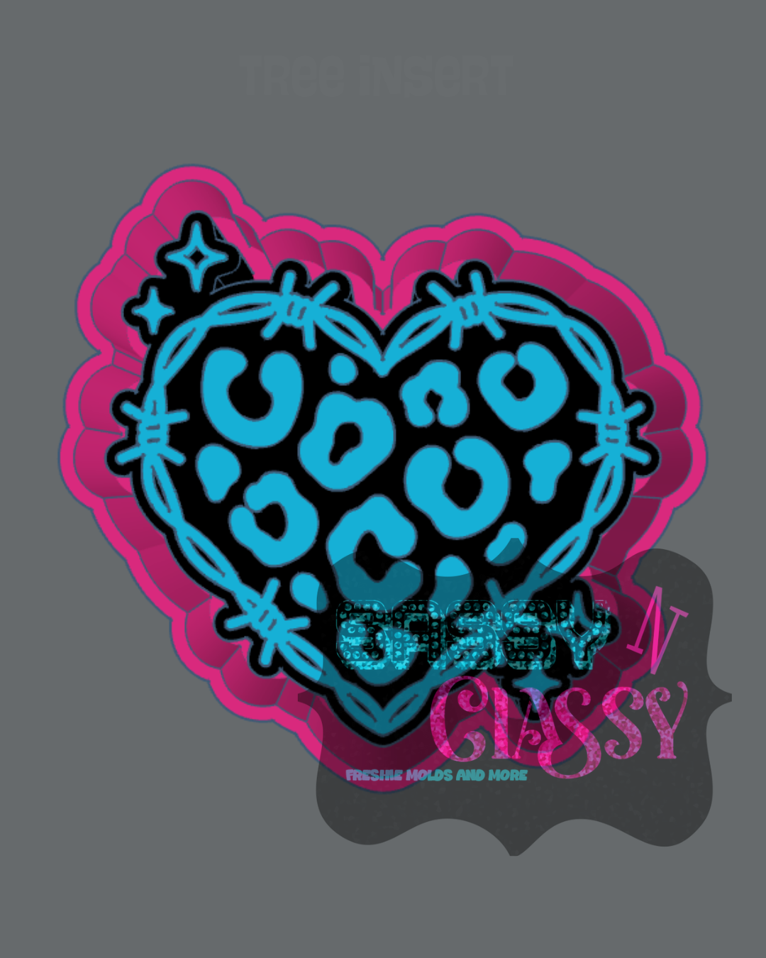 Leopard Barbwire Heart Freshie Mold