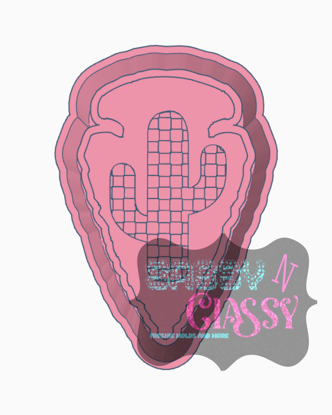 Checkered Cactus Arrowhead Freshie Mold