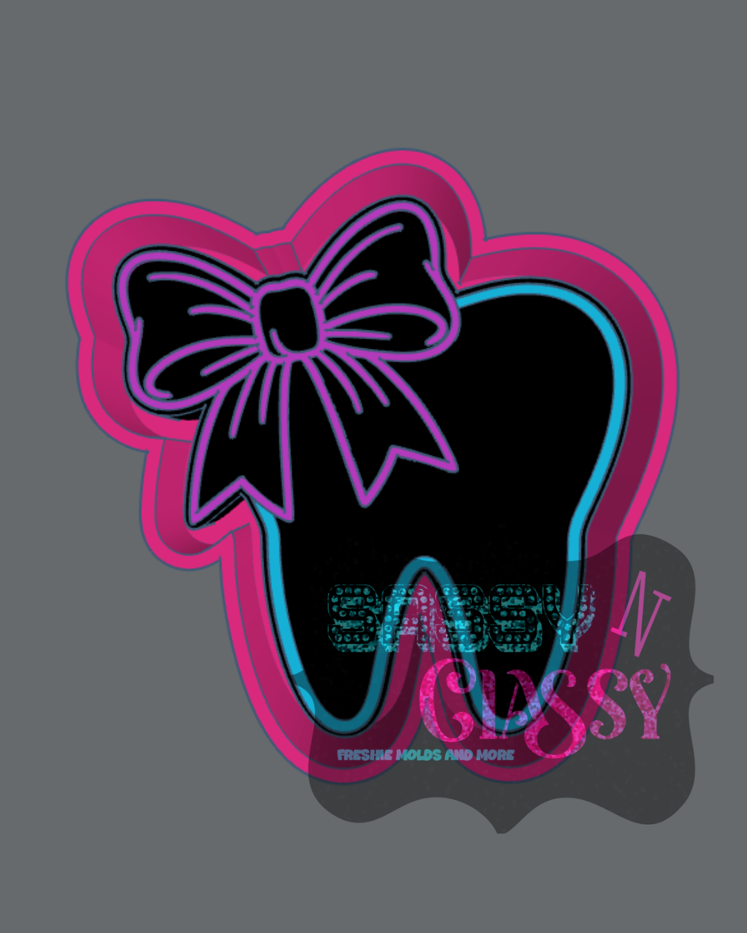 Tooth with Bow Freshie Mold