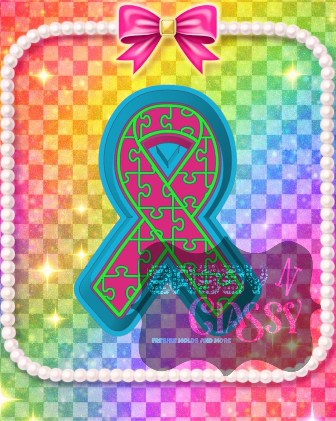 Puzzle Awareness Ribbon Freshie Mold