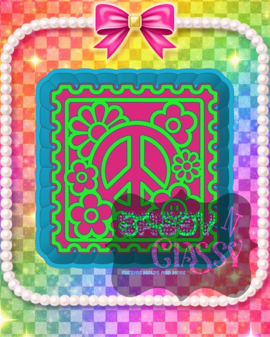 Retro Peace Stamp Freshie Mold