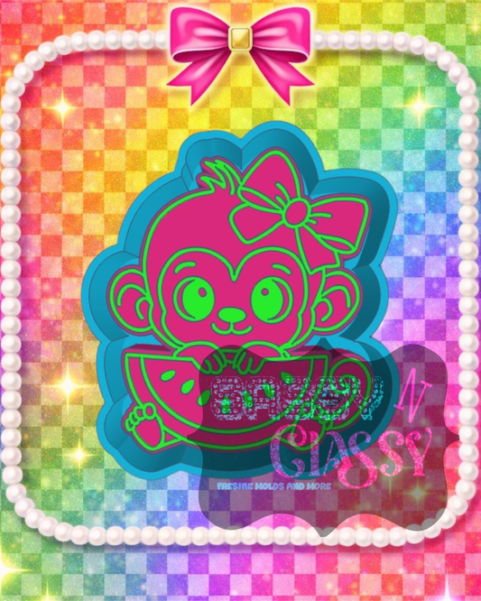 Monkey with Watermelon Freshie Mold