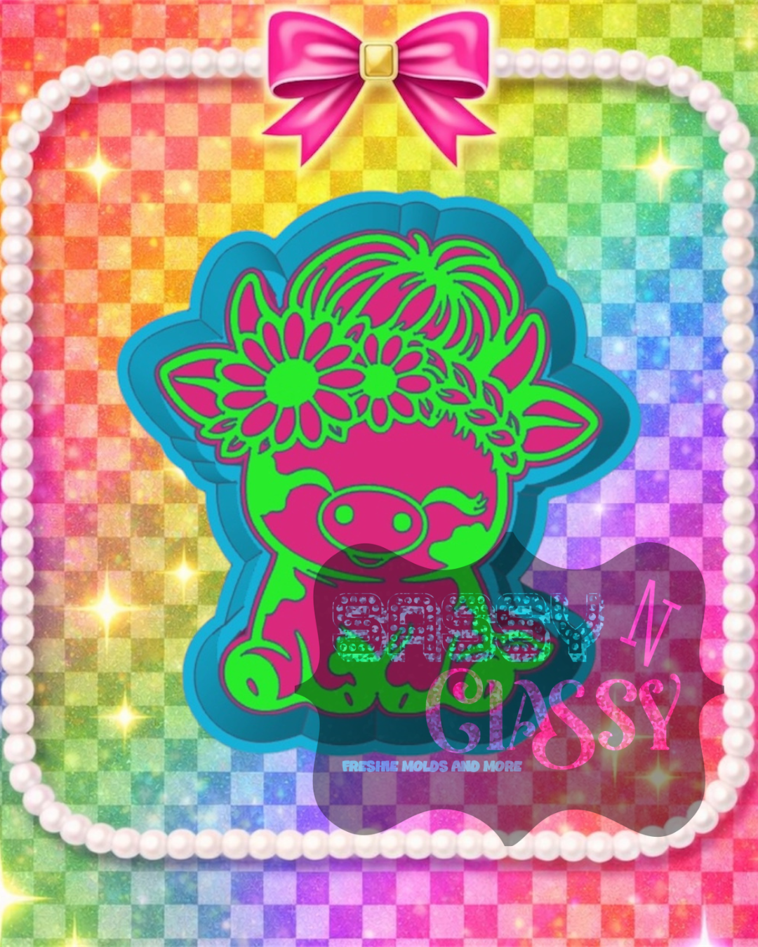 Messy Bun Cow Freshie Mold