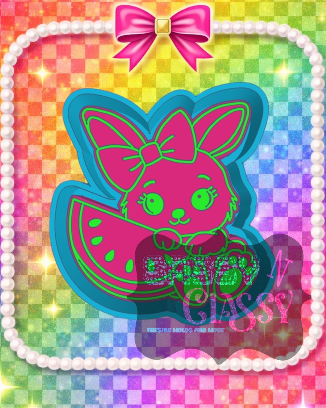 Bunny with Watermelon Freshie Mold