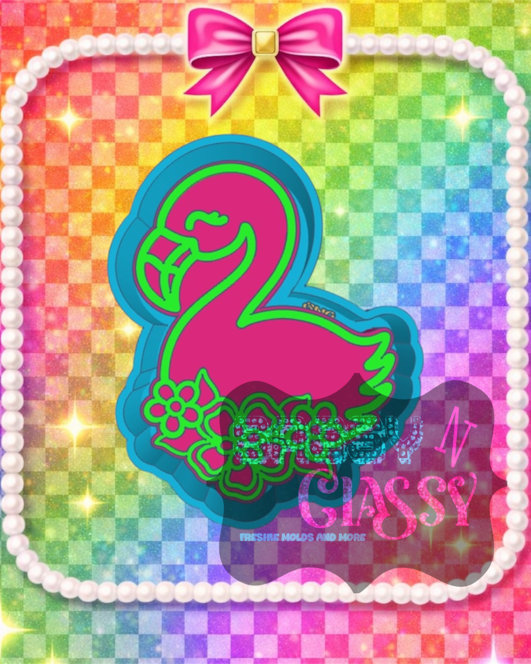 Flower Flamingo Freshie Mold