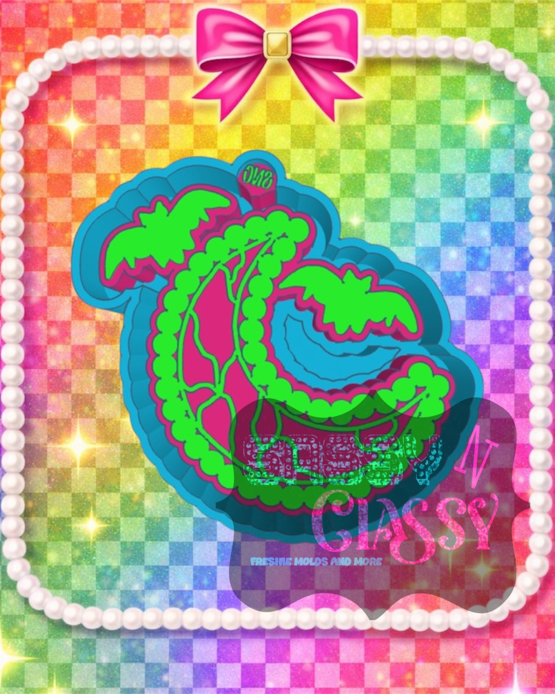 Turquoise Halloween Moon Freshie Mold