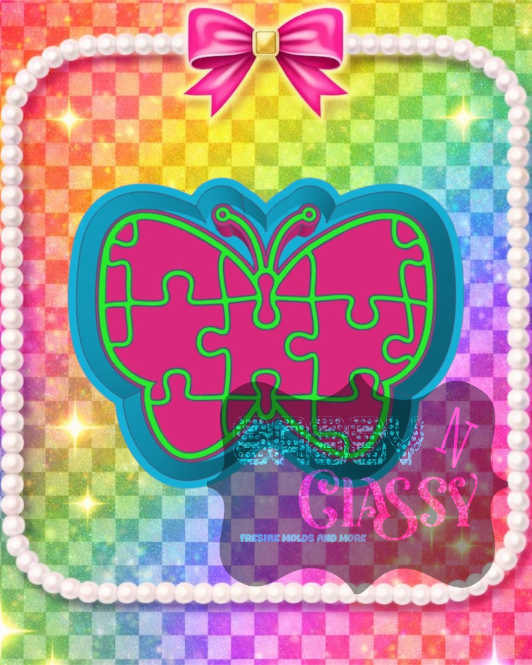Puzzle Piece Butterfly Freshie Mold