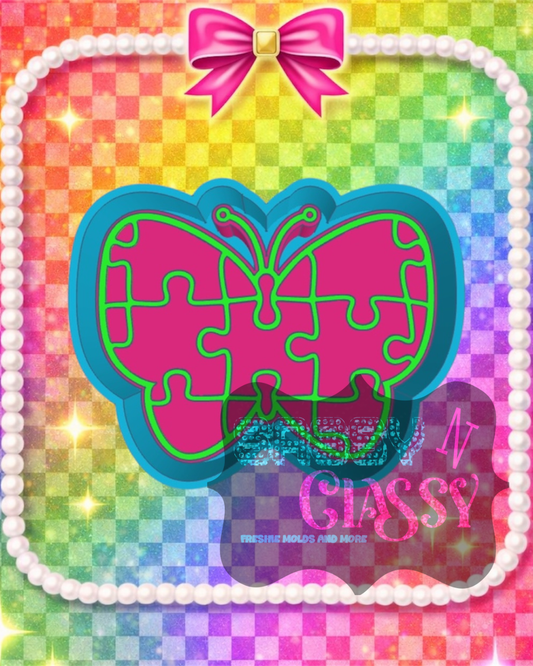 Puzzle Piece Butterfly Freshie Mold