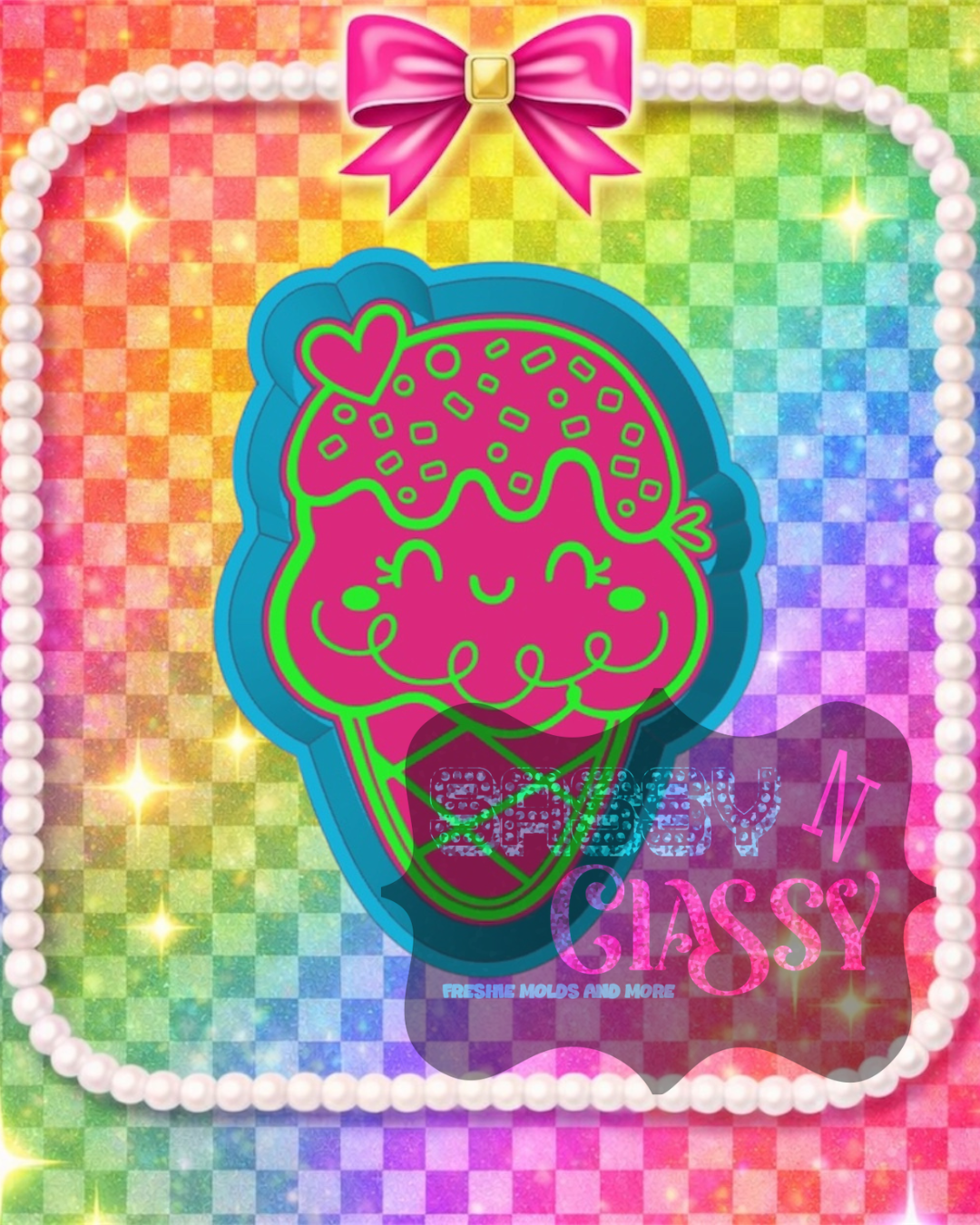 Cute Ice Cream Waffle Cone Freshie Mold