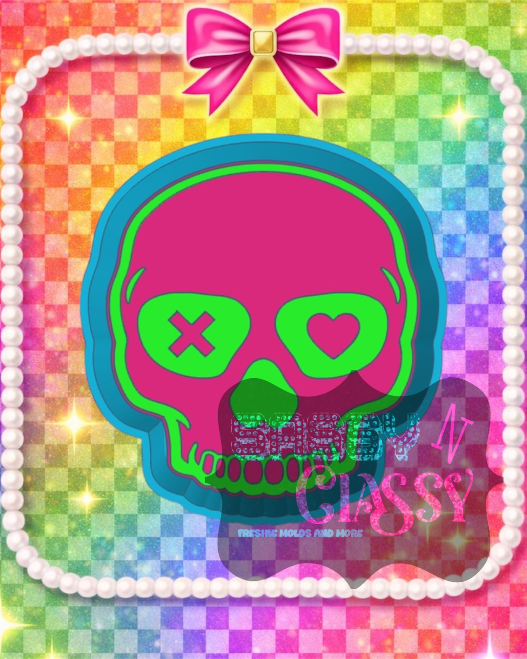 Skull with Different Eyes Freshie Mold