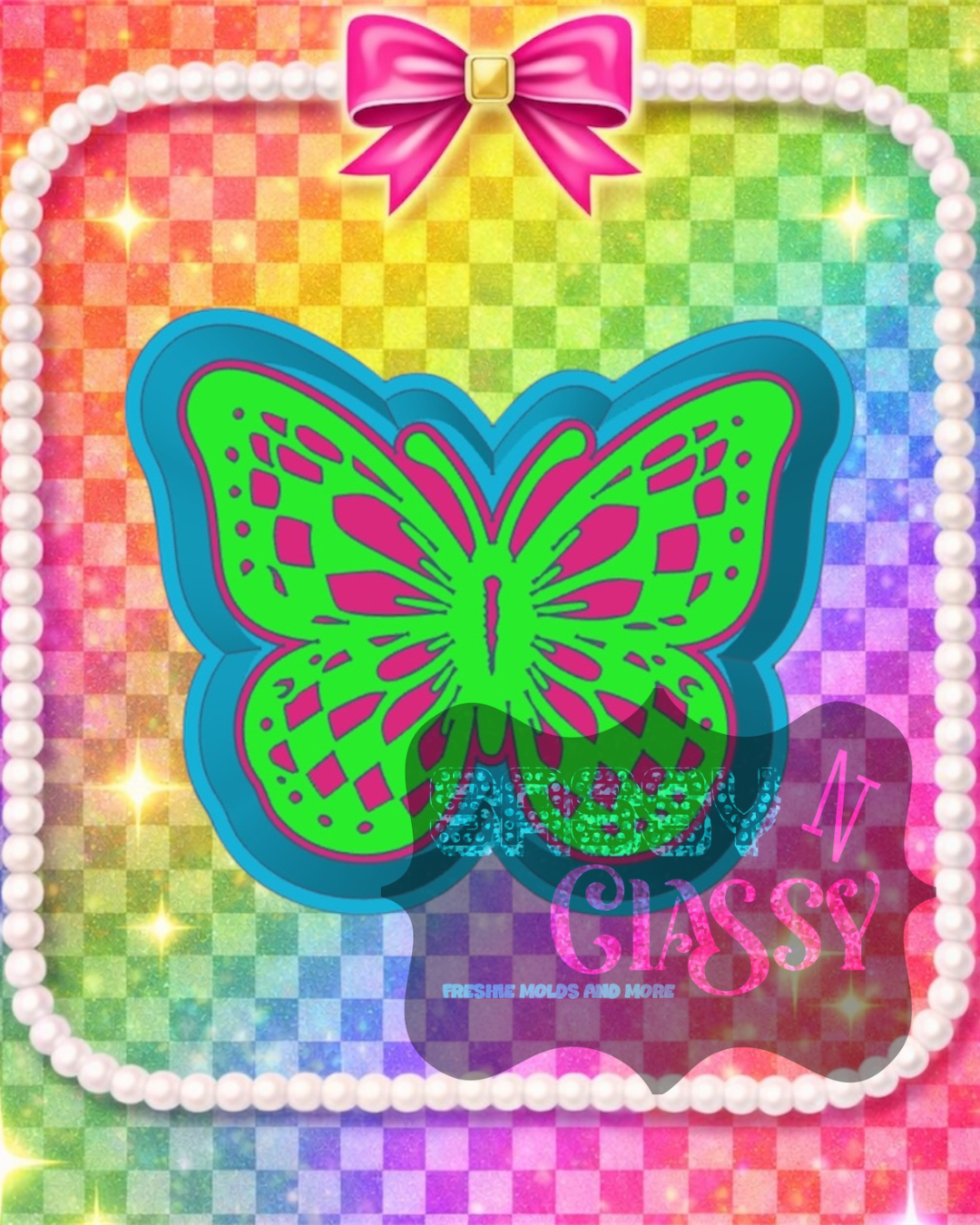 Checkered Butterfly Freshie Mold